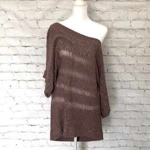 Vici Collection Open Weave Off-Shoulder Sw…